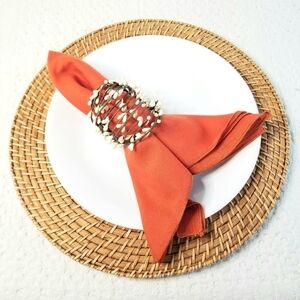 New 6 Cream Pip Berry Candle / Napkin Ring Holders Farmhouse Boho Country Style